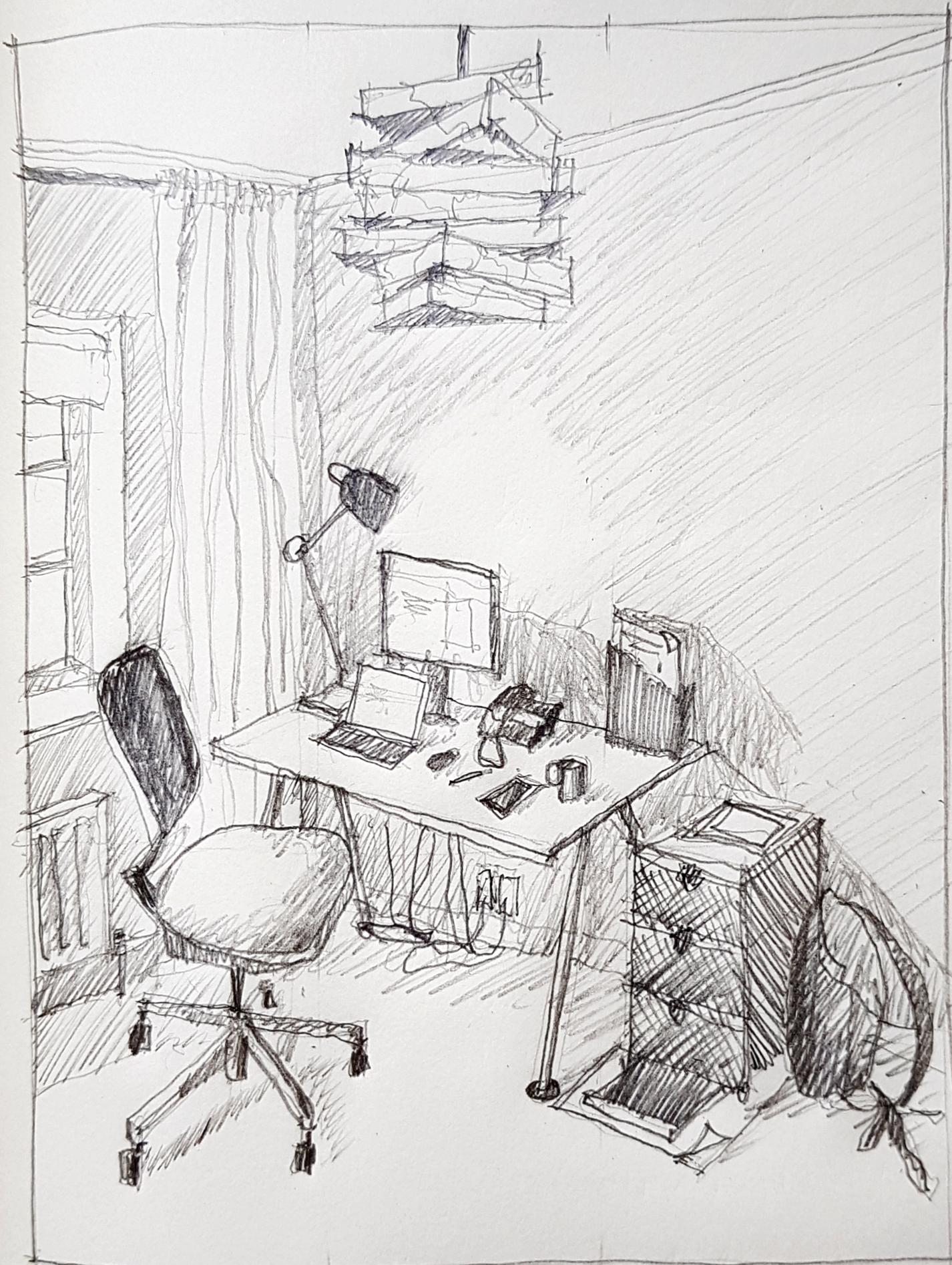 Working From Home Series: Architects sketch their home offices | floor